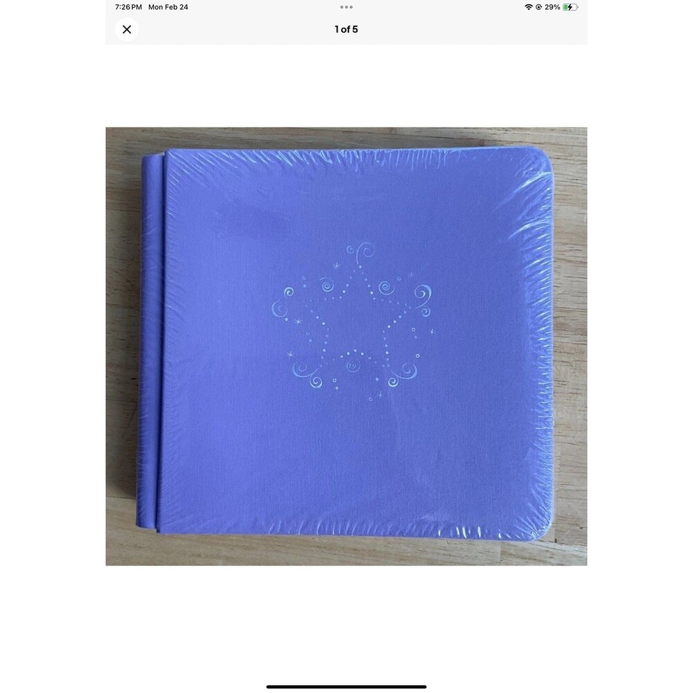 Creative Memories 8x8 Lilac Lavender Silver Star Swirl Strap Hinge Album New